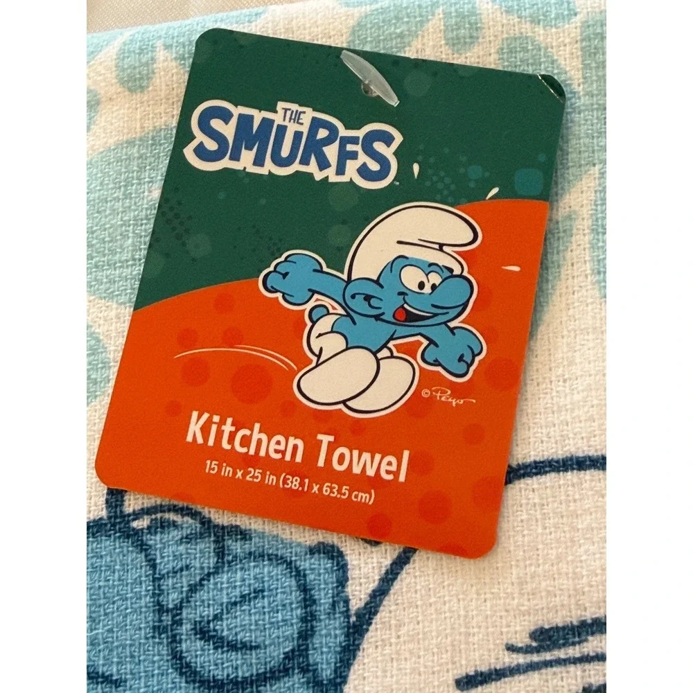 The Smurfs 4pc Kitchen Set Oven Mitt Mini Mitt Pot Holder Towel Blue New NWT
